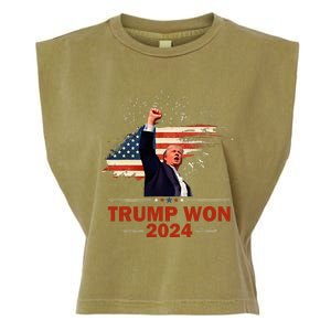 Trump Won 2024 Election President 47 Th American Flag Garment-Dyed Women's Muscle Tee