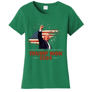 Trump Won 2024 Election President 47 Th American Flag Women's T-Shirt