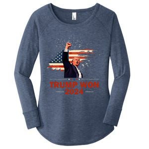 Trump Won 2024 Election President 47 Th American Flag Women's Perfect Tri Tunic Long Sleeve Shirt