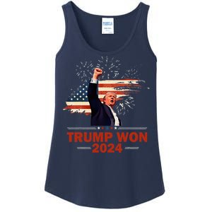 Trump Won 2024 Election President 47 Th American Flag Ladies Essential Tank