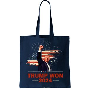 Trump Won 2024 Election President 47 Th American Flag Tote Bag