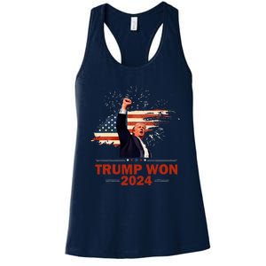 Trump Won 2024 Election President 47 Th American Flag Women's Racerback Tank