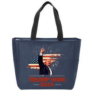 Trump Won 2024 Election President 47 Th American Flag Zip Tote Bag