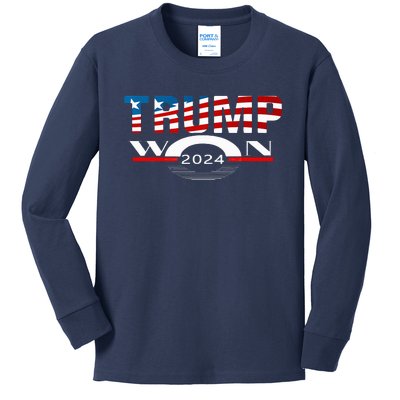 Trump Wins 2024 Election Trump Won 2024 Kids Long Sleeve Shirt