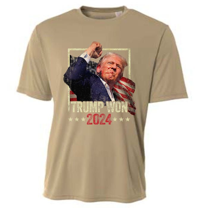 Trump Won 2024 Election President 47th American Flag Vintage Cooling Performance Crew T-Shirt