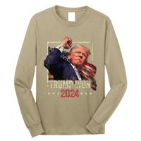 Trump Won 2024 Election President 47th American Flag Vintage Long Sleeve Shirt