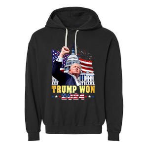 Trump Won 2024 President 47th Of White House Donald Trump Garment-Dyed Fleece Hoodie