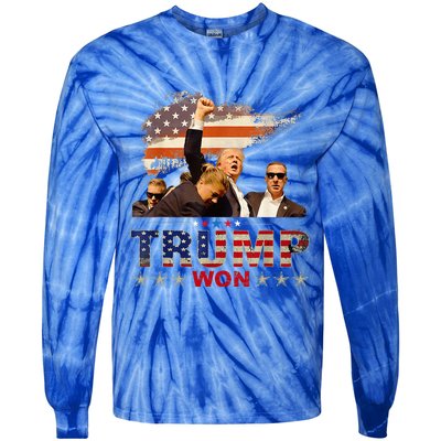 Trump Won 2024 President 47th Of White House Tie-Dye Long Sleeve Shirt