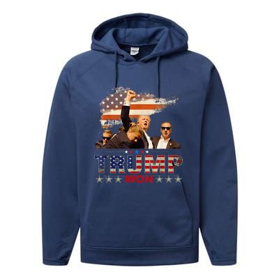 Trump Won 2024 President 47th Of White House Performance Fleece Hoodie