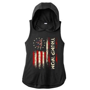 Trump Won 2024 Election President 47 Th Ladies PosiCharge Tri-Blend Wicking Draft Hoodie Tank