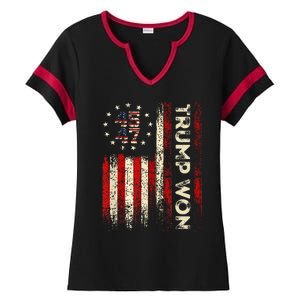 Trump Won 2024 Election President 47 Th Ladies Halftime Notch Neck Tee