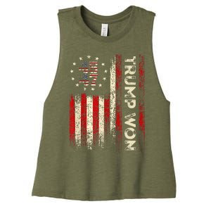 Trump Won 2024 Election President 47 Th Women's Racerback Cropped Tank