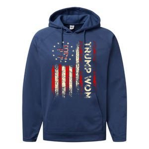 Trump Won 2024 Election President 47 Th Performance Fleece Hoodie