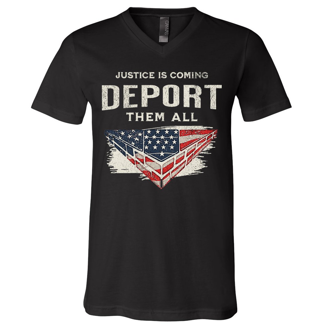 Trump Won 2024 Justice Is Coming Deport Them All Wall V-Neck T-Shirt