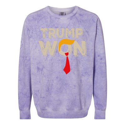 Trump Won 2024 Election Inauguration Colorblast Crewneck Sweatshirt