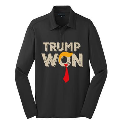 Trump Won 2024 Election Inauguration Silk Touch Performance Long Sleeve Polo