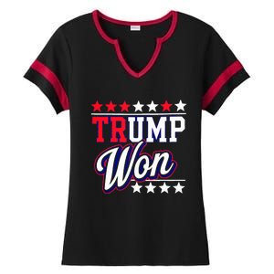 Trump Won 2024 Donald Trump Won 2024 Election Republican Win Ladies Halftime Notch Neck Tee