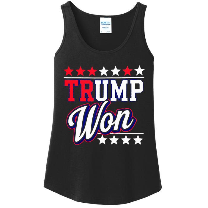 Trump Won 2024 Donald Trump Won 2024 Election Republican Win Ladies Essential Tank