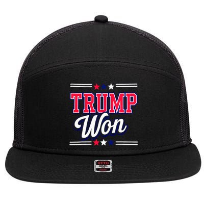 Trump Won 2024 Donald Trump Won 2024 Election Republican Win 7 Panel Mesh Trucker Snapback Hat