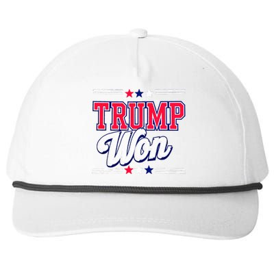 Trump Won 2024 Donald Trump Won 2024 Election Republican Win Snapback Five-Panel Rope Hat