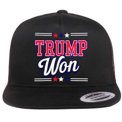 Trump Won 2024 Donald Trump Won 2024 Election Republican Win Flat Bill Trucker Hat