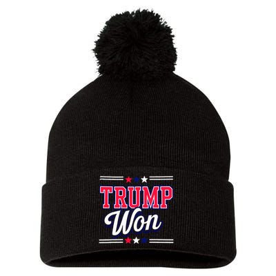 Trump Won 2024 Donald Trump Won 2024 Election Republican Win Pom Pom 12in Knit Beanie