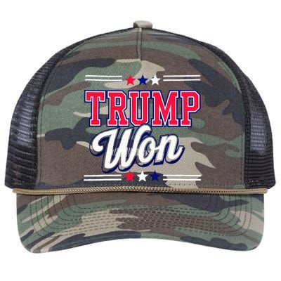 Trump Won 2024 Donald Trump Won 2024 Election Republican Win Retro Rope Trucker Hat Cap