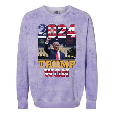 Trump Won 2024 President 47th Of White House Donald Trump Colorblast Crewneck Sweatshirt