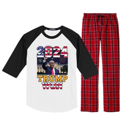 Trump Won 2024 President 47th Of White House Donald Trump Raglan Sleeve Pajama Set