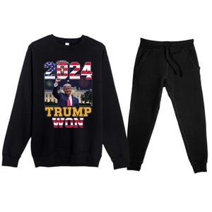 Trump Won 2024 President 47th Of White House Donald Trump Premium Crewneck Sweatsuit Set