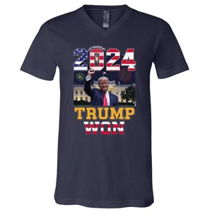 Trump Won 2024 President 47th Of White House Donald Trump V-Neck T-Shirt