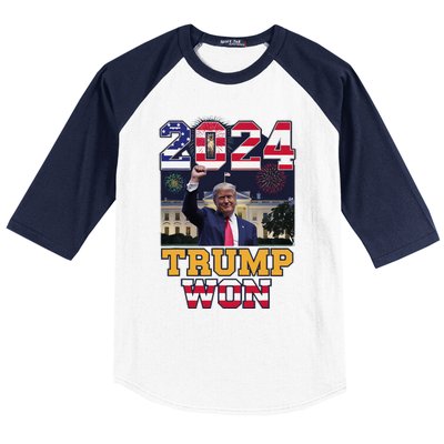 Trump Won 2024 President 47th Of White House Donald Trump Baseball Sleeve Shirt