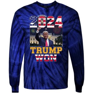 Trump Won 2024 President 47th Of White House Donald Trump Tie-Dye Long Sleeve Shirt