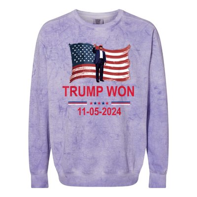 Trump Wins 2024 Election Trump Won 2024 Colorblast Crewneck Sweatshirt