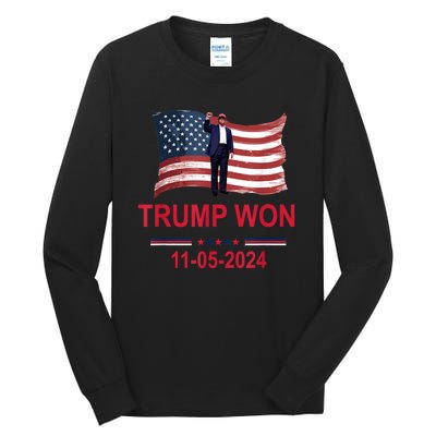 Trump Wins 2024 Election Trump Won 2024 Tall Long Sleeve T-Shirt