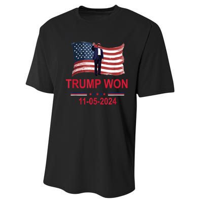 Trump Wins 2024 Election Trump Won 2024 Performance Sprint T-Shirt