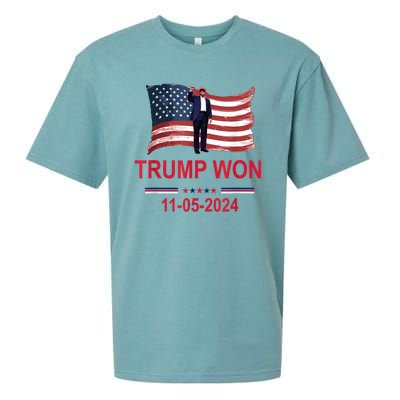 Trump Wins 2024 Election Trump Won 2024 Sueded Cloud Jersey T-Shirt