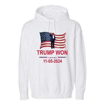 Trump Wins 2024 Election Trump Won 2024 Garment-Dyed Fleece Hoodie