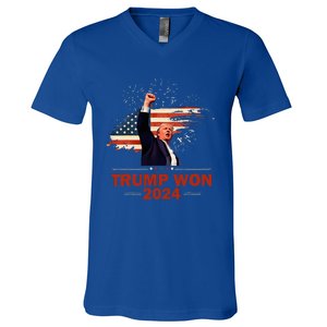 Trump Won 2024 Election President 47 Th V-Neck T-Shirt