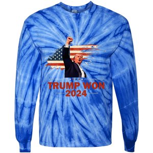 Trump Won 2024 Election President 47 Th Tie-Dye Long Sleeve Shirt