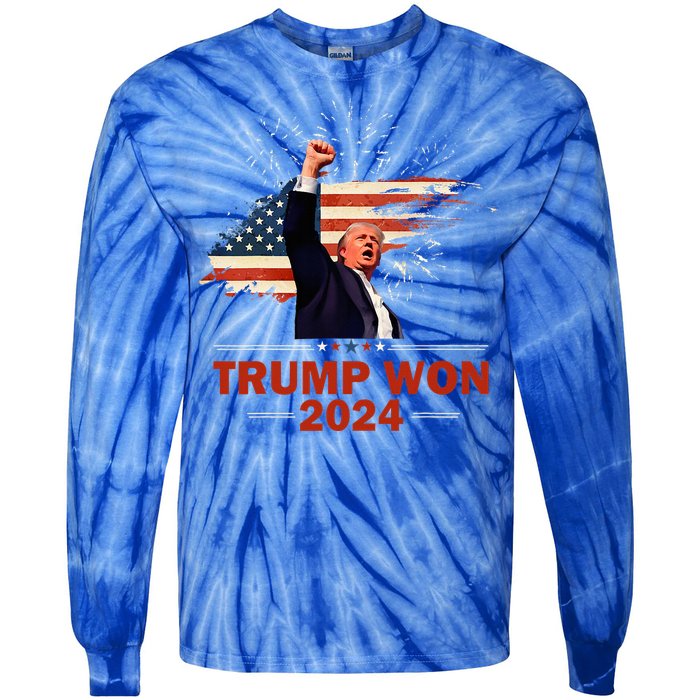 Trump Won 2024 Election President 47 Th Tie-Dye Long Sleeve Shirt