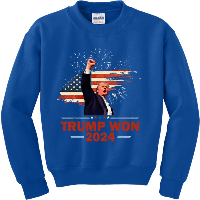 Trump Won 2024 Election President 47 Th Kids Sweatshirt