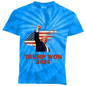 Trump Won 2024 Election President 47 Th Kids Tie-Dye T-Shirt