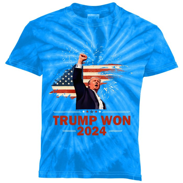 Trump Won 2024 Election President 47 Th Kids Tie-Dye T-Shirt