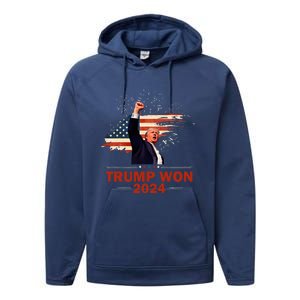 Trump Won 2024 Election President 47 Th Performance Fleece Hoodie