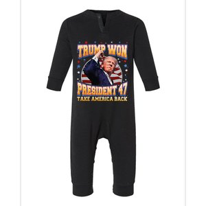 Trump Wins 2024 Election Trump Won 2024 Infant Fleece One Piece