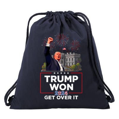 Trump Won 2024 President 47th Of White House Donald Trump Drawstring Bag