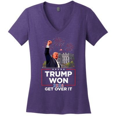 Trump Won 2024 President 47th Of White House Donald Trump Women's V-Neck T-Shirt