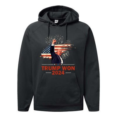 Trump Won 2024 Election President 47 Th American Flag Performance Fleece Hoodie