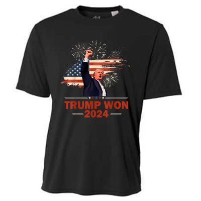 Trump Won 2024 Election President 47 Th American Flag Cooling Performance Crew T-Shirt